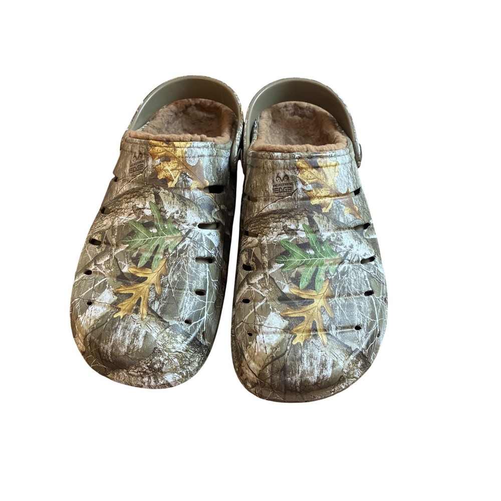 Rugged Shark Mens Realtree Edge Camo Clogs Lined Memory Foam Slippers Size 8